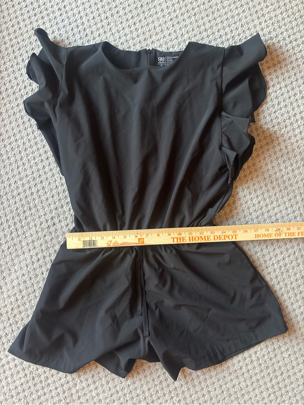 Albion Black Ruffle Sleeve Waist-Defined Romper - Picture 7 of 8